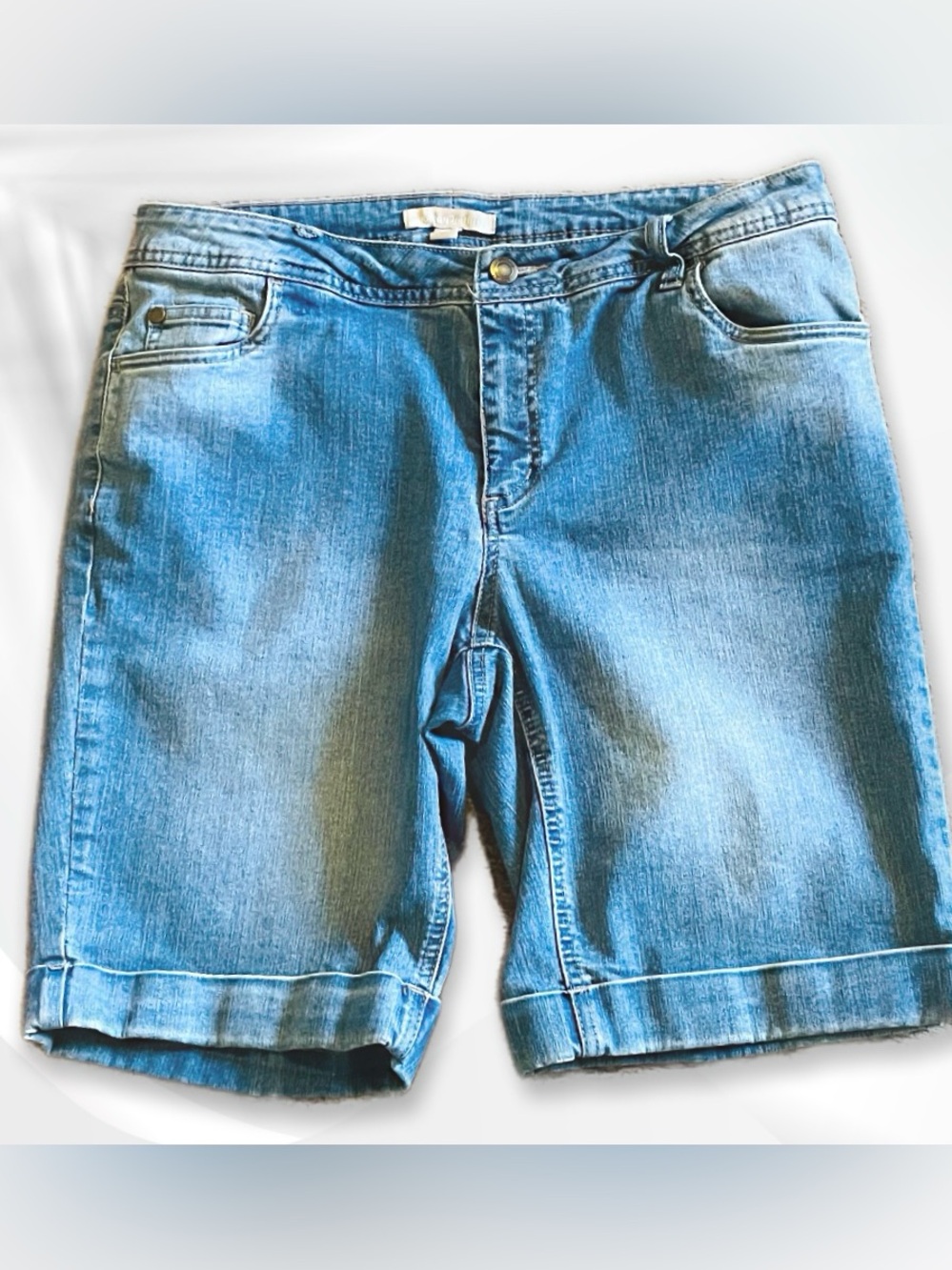 Woman Within Light Blue Denim Bermuda Shorts sz 12W